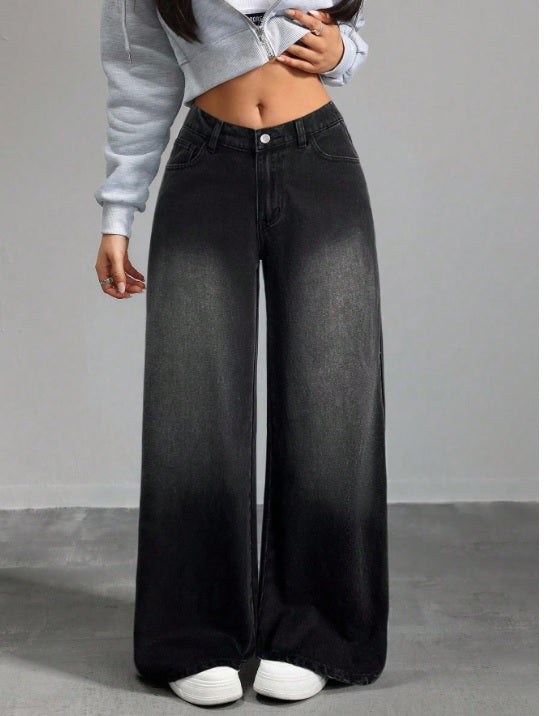 Black Blast Wide Leg High Waist Jeans