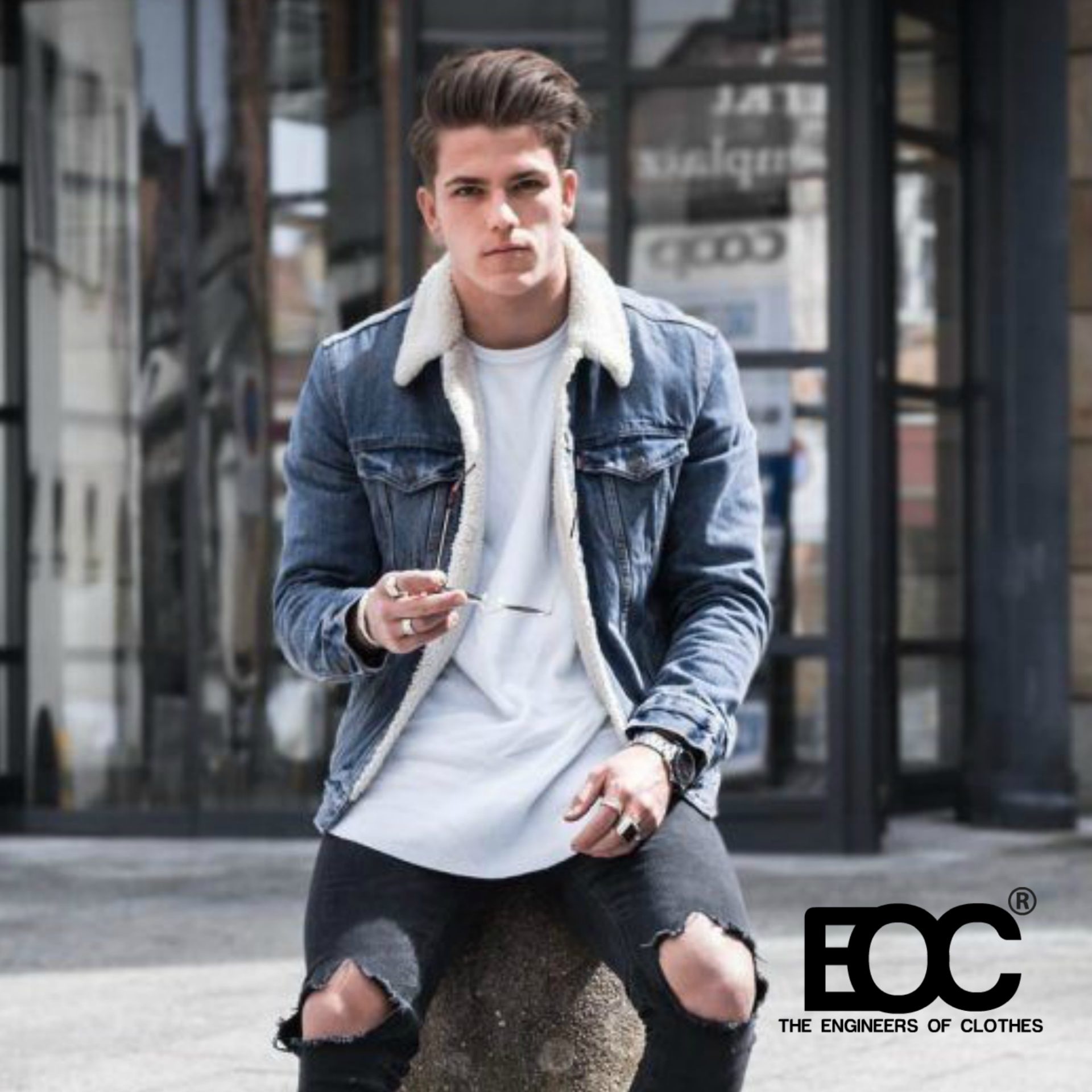 blue fur denim jacket