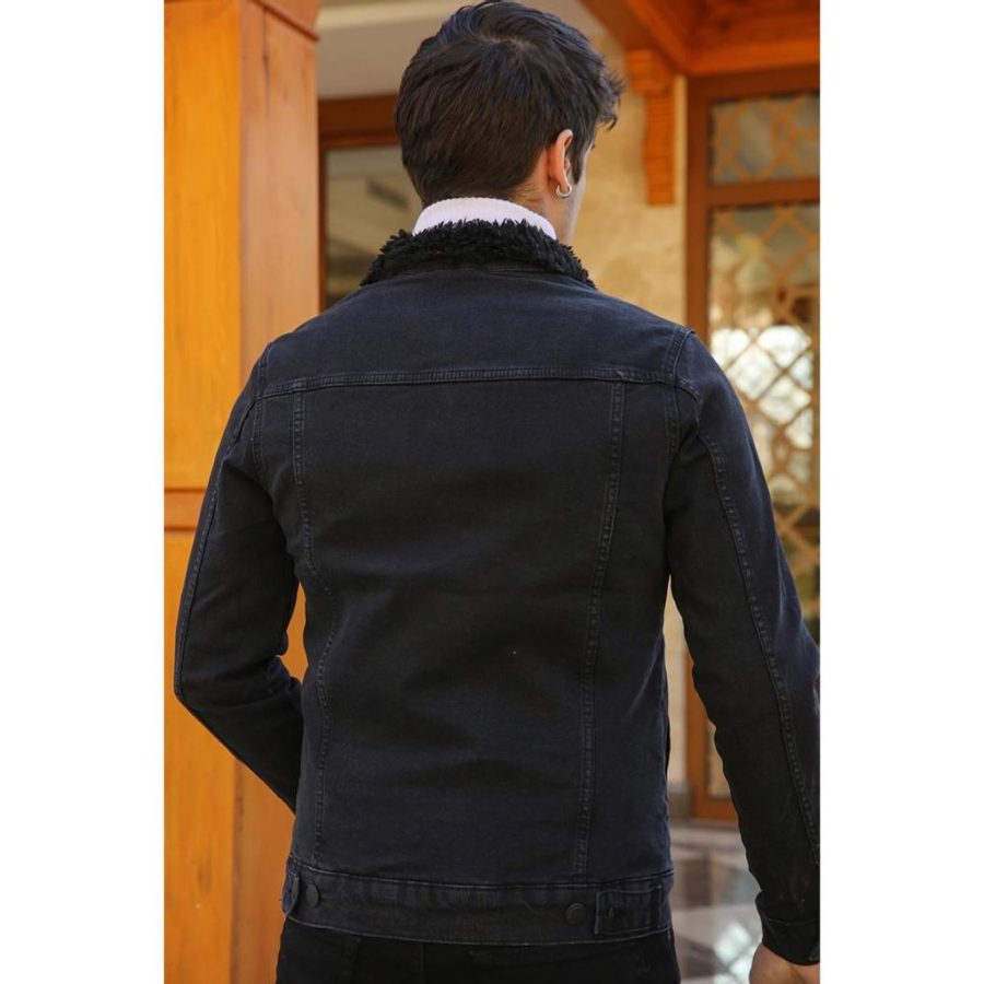 Men Black Denim Jacket With Fur Lining at Rs 3500/piece in New