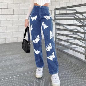 *New Arrival*Butterfly Printed Wide Leg High Waist Jeans