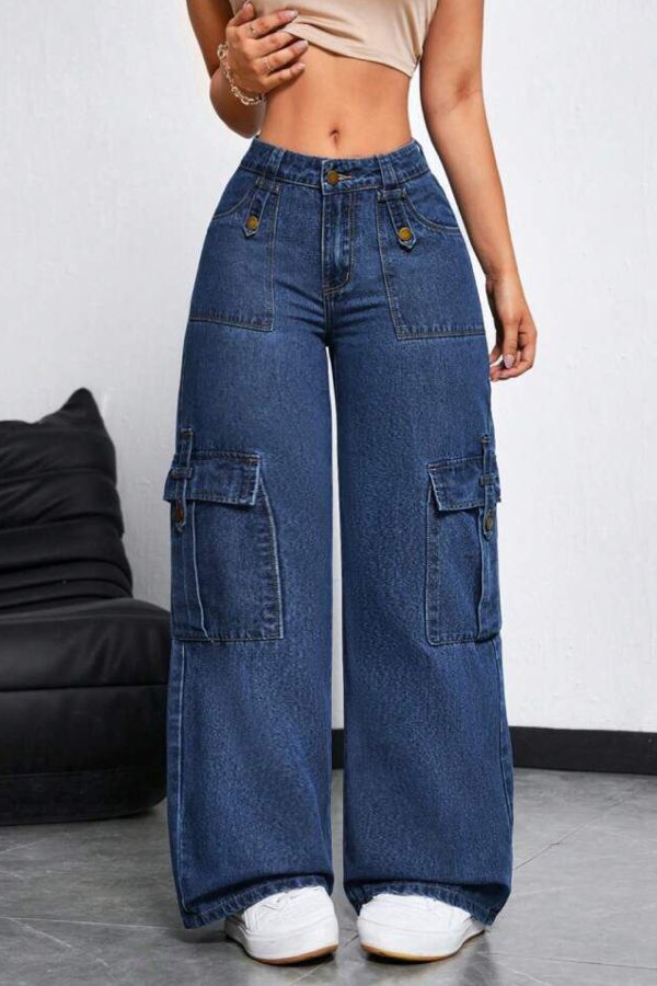"Lovera" Blue Flap Pocket Cargo Pant