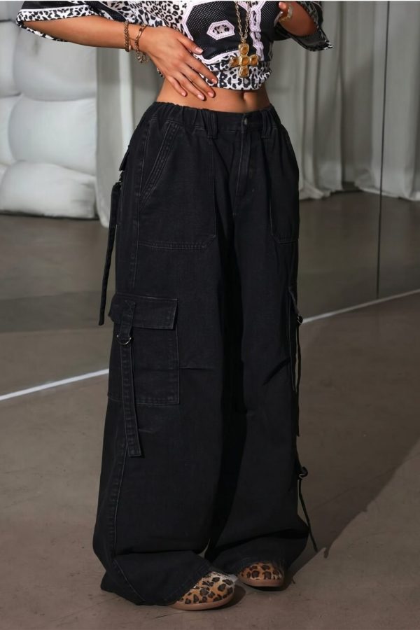 MultiPocket Black Denim Cargo Pant (Best Seller)