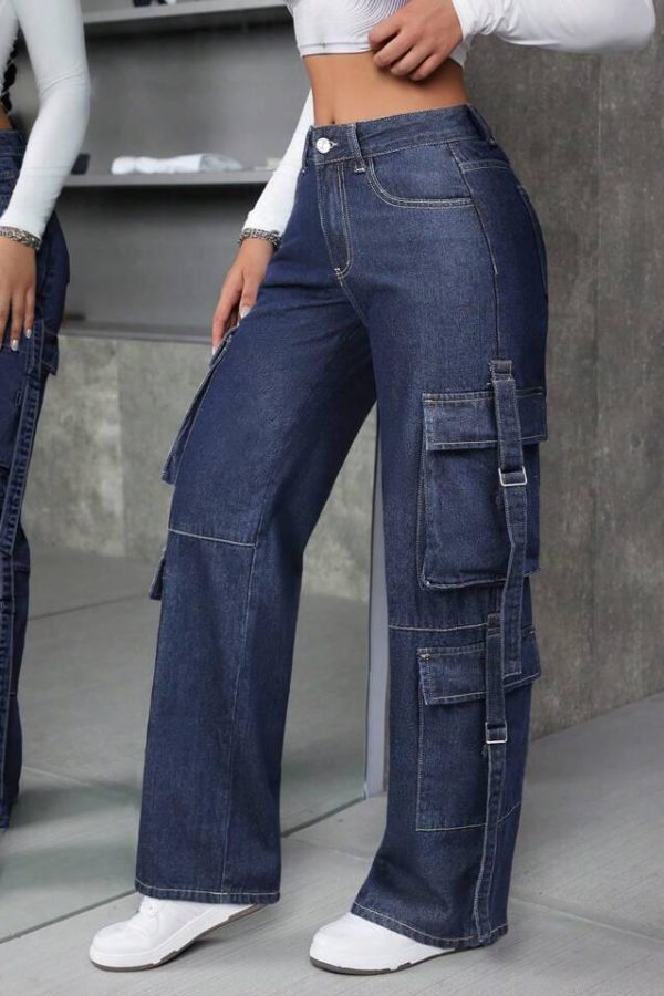"Fayla"Multi-Pocket Stripes Cargo Pant